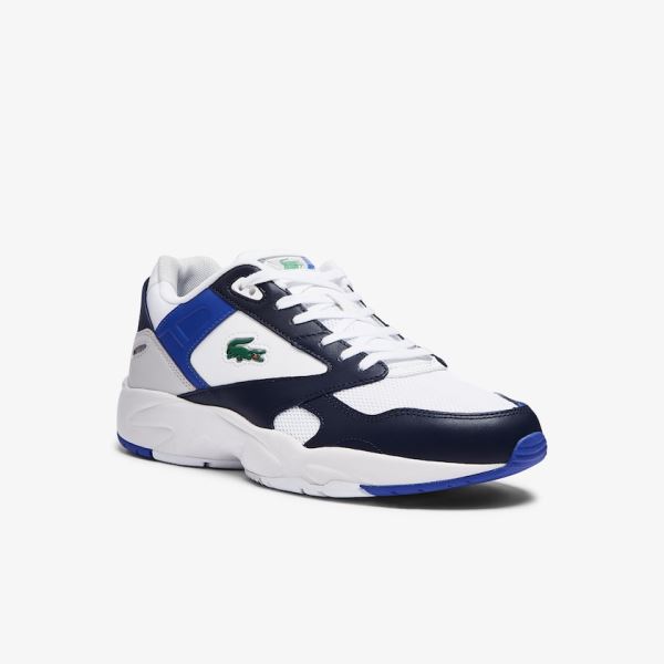 Lacoste Storm 96 Lo Mesh Colour-Pop Sneakers - Tenisky Pánské Bílé / Tmavě Blankyt | CZ-k9fd4b